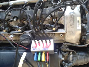RFS 400 connected to first four injectors with 4 channel measurement leads connected