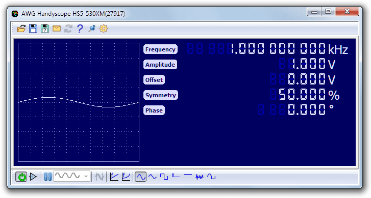 Extended Arbitrary waveform generator control window.