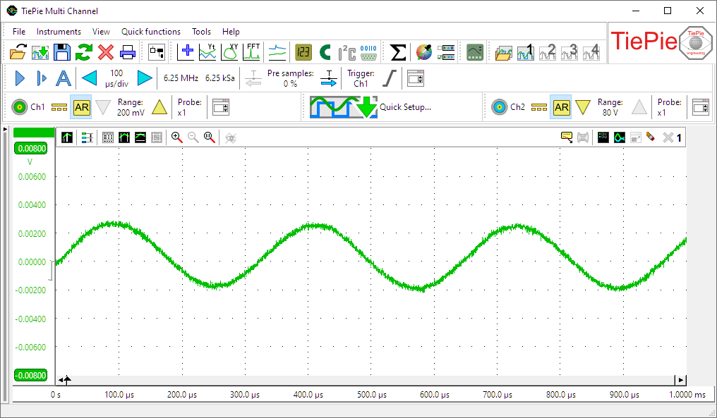 Zoomed in to get an 8 mV input scale.