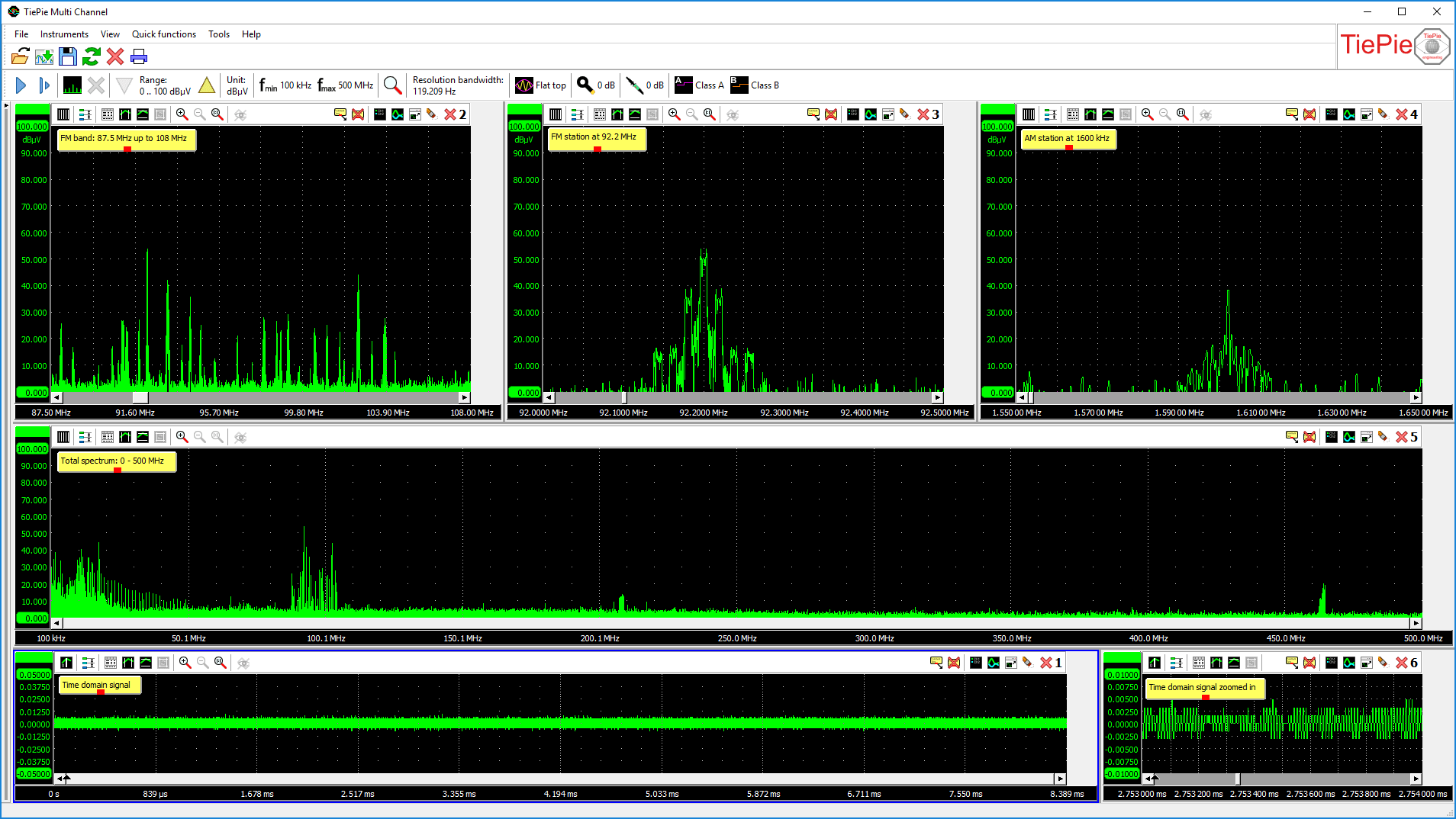 Using the Quick Setup button, the EMI analyzer can be controlled fast and easy.