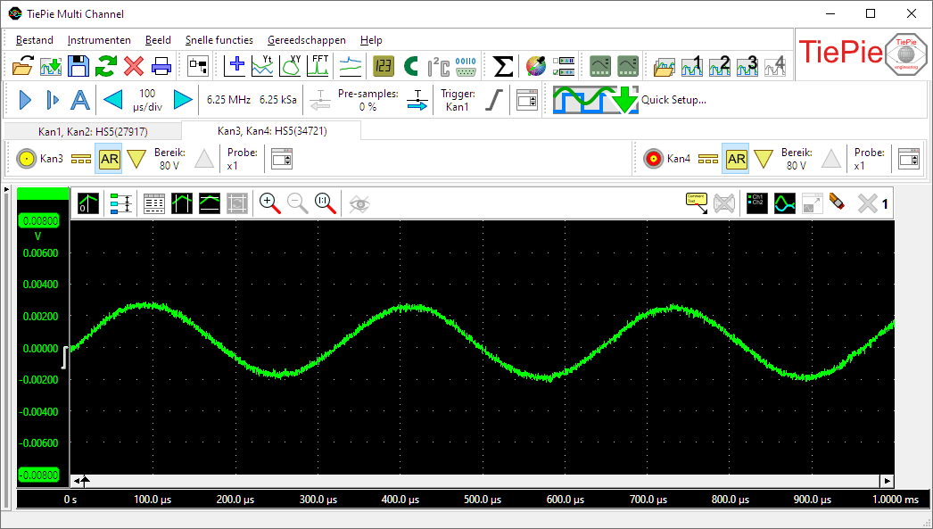 Ingezoomd tot een 8 mV bereik.