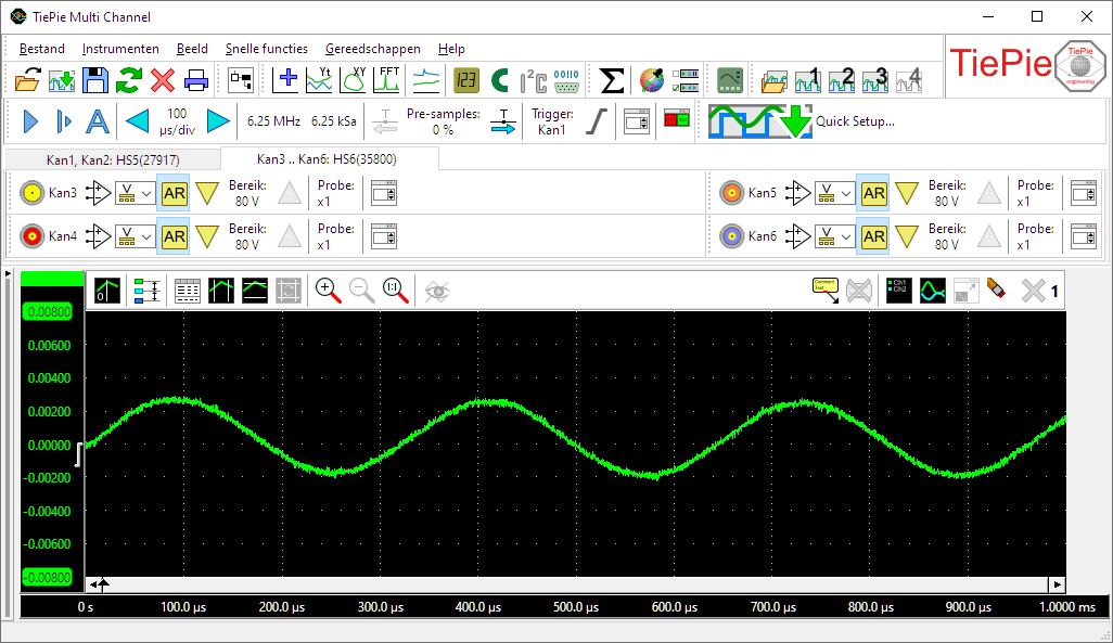 Ingezoomd tot een 8 mV bereik.