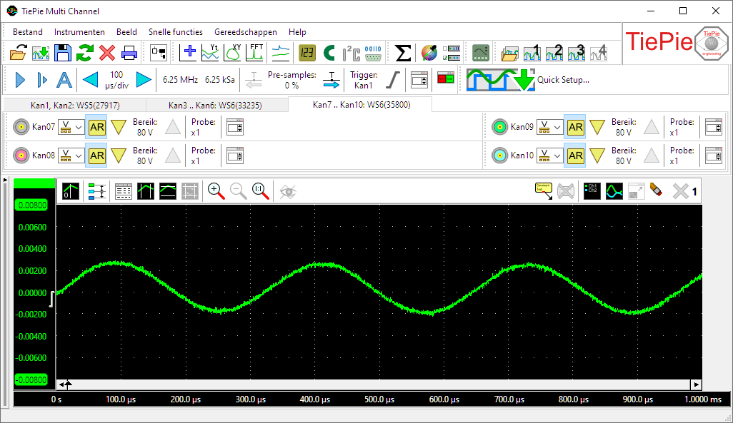 Zoomed in to 8 mV range