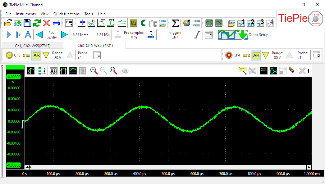 Zoomed in to get an 8 mV input scale.