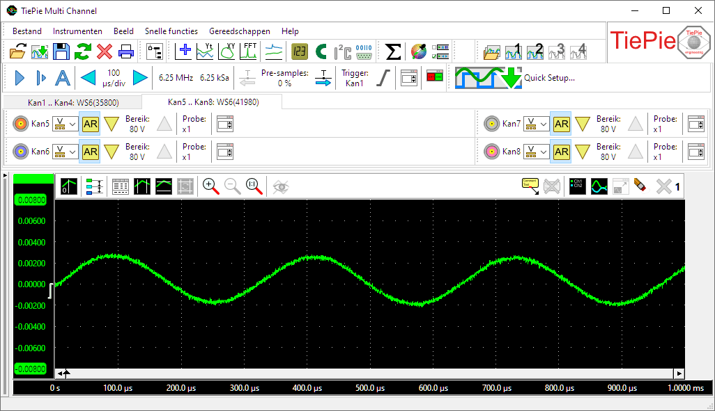 Ingezoomd tot een 8 mV bereik.