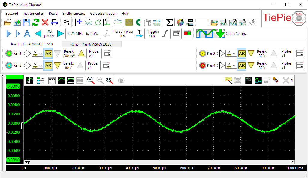 Ingezoomed tot 8 mV-bereik