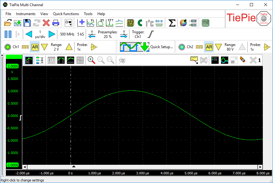 Multi Channel oscilloscope software after starting