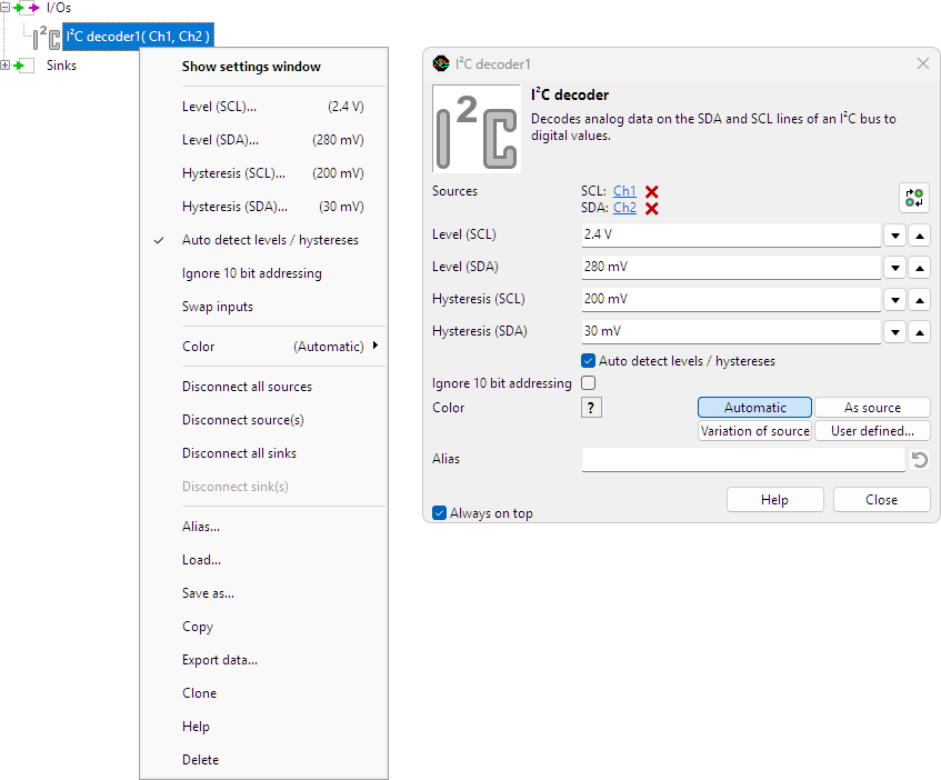 I2C decoder control