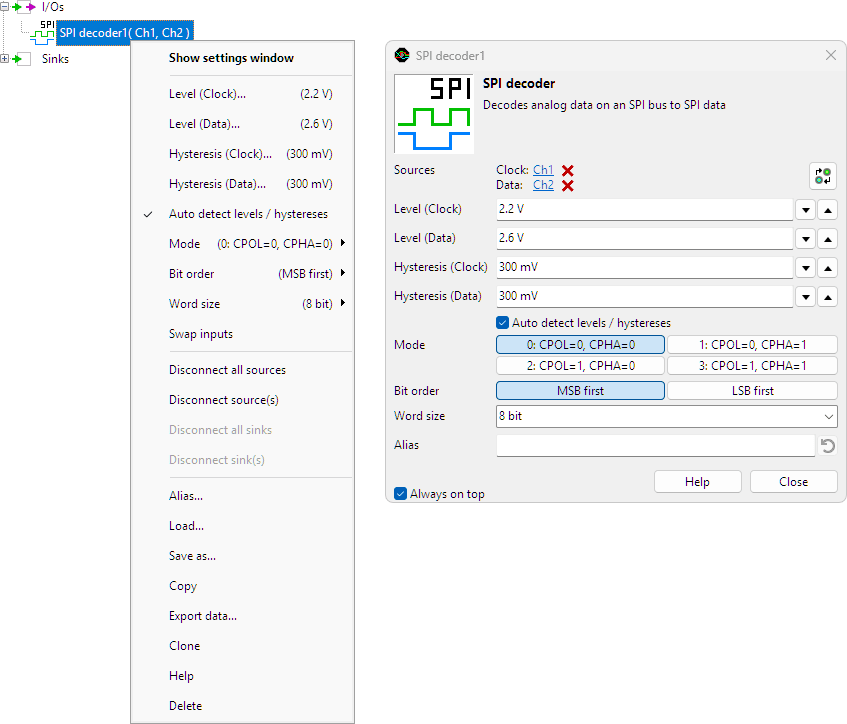 SPI decoder control