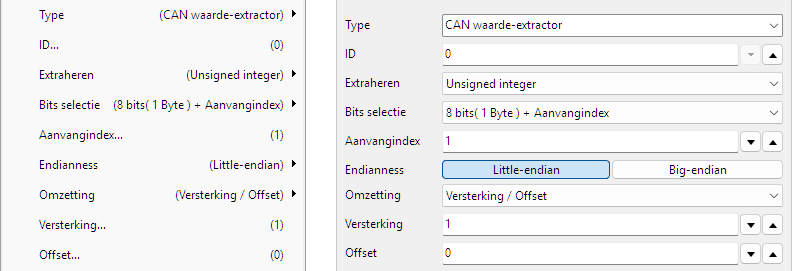 CAN Waarde-extractor control