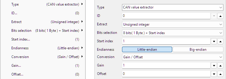 CAN Value extractor control