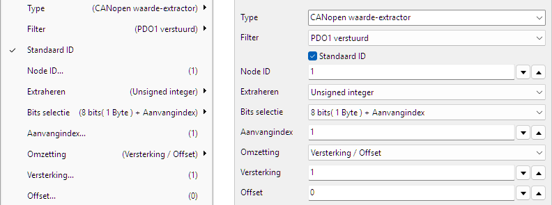CANopen Waarde-extractor control