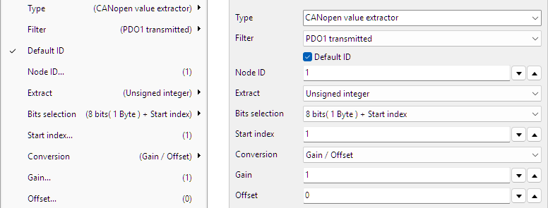 CANopen Value extractor control