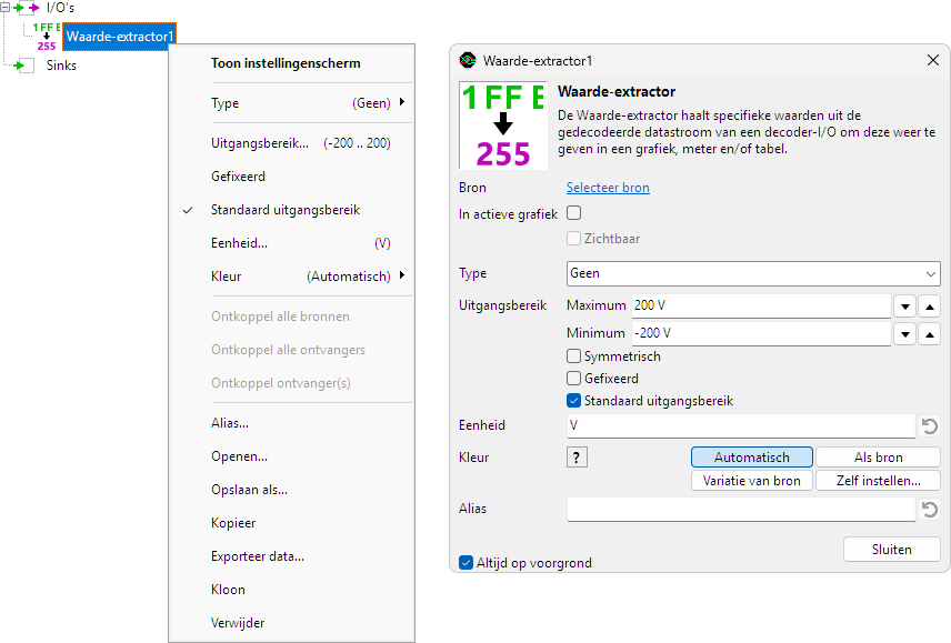 Waarde-extractor control