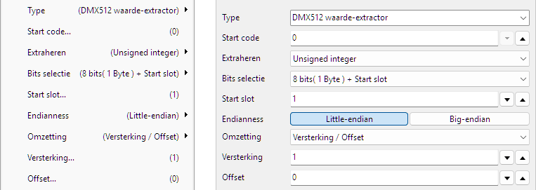 DMX512 Value extractor control