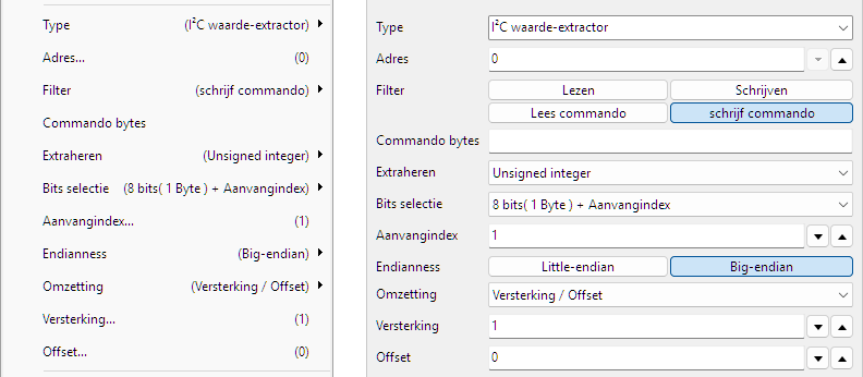 I2C Waarde-extractor control