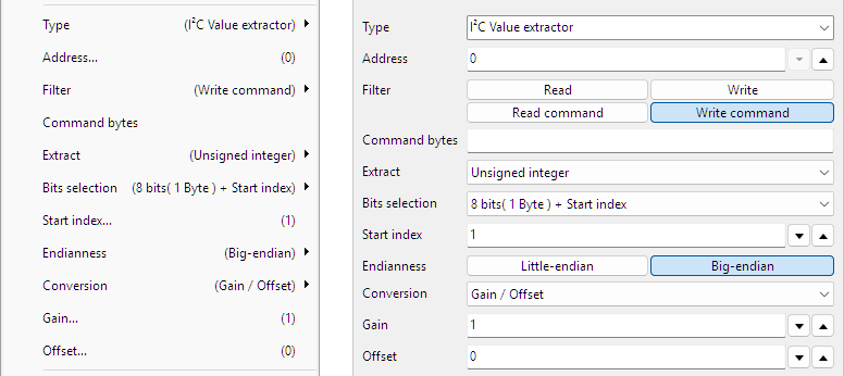 I2C Value extractor control