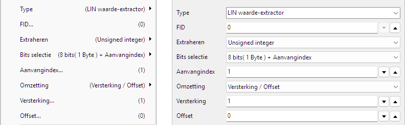 LIN Value extractor control