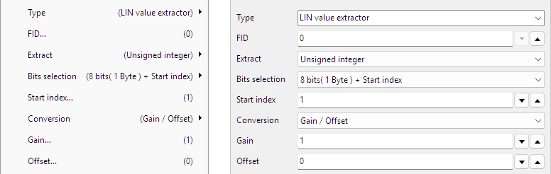 LIN Value extractor control