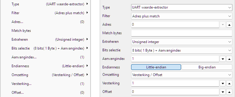 UART Value extractor control