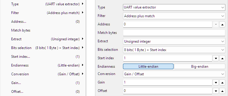UART Value extractor control