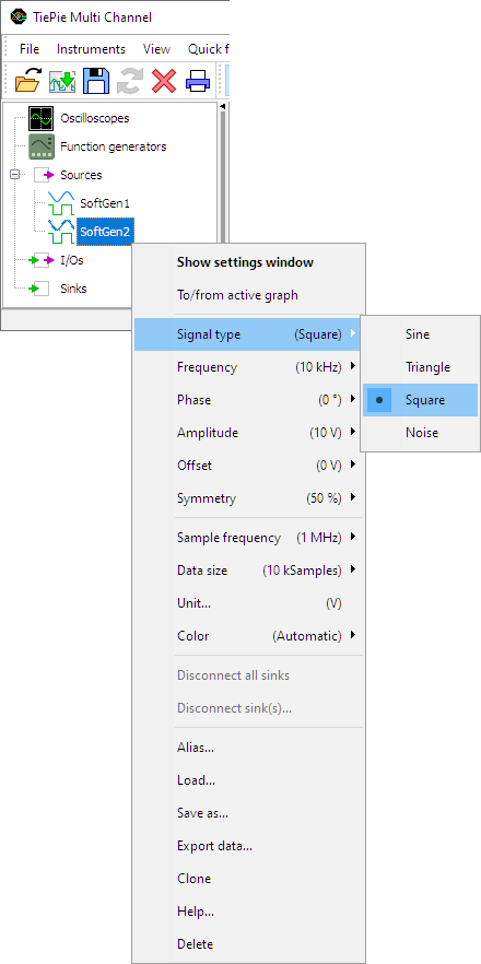 Set SoftGen to square signal