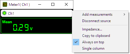 Meter Column options