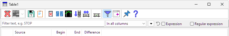 Filter toolbar